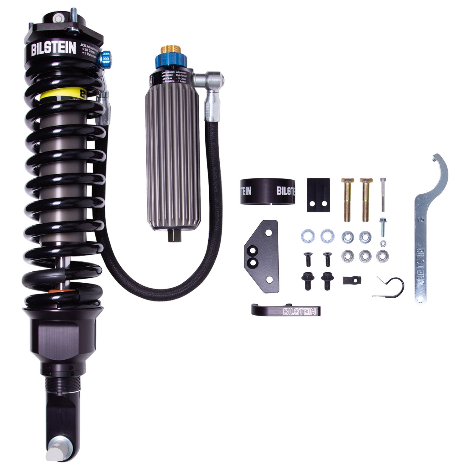 Adjustable Damping: Click Adjusters for High and Low Speed Compression plus internal Bump Stop (JCO)