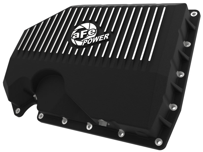 aFe 05-19 VW 1.8L/2.0L w/o Oil Sensor Engine Oil Pan Black POWER Street Series w/ Machined Fins