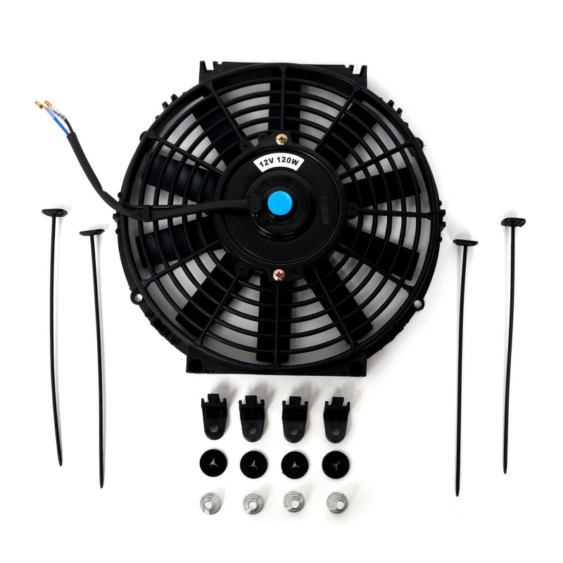 BLOX Racing Electric Slim Fan - 12in 120W - Straight Blade Black - V2