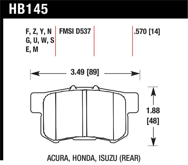 Hawk 02-06 Acura RSX / 02-11 Honda Civic Si / 00-09 S2000 DTC-70 Race Rear Brake Pads