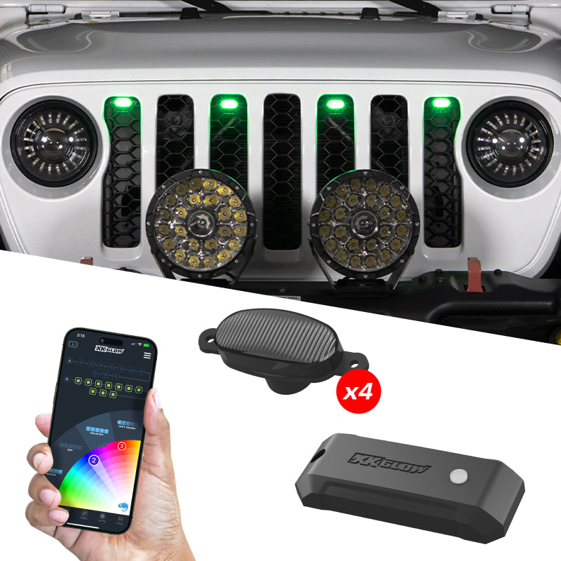 XK Glow XKmax Pre-Runner Style RGBW LED Grill Pods - 4pc