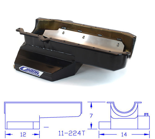 Canton 11-224T Oil Pan For GM Late Model Circle Track Pan T Sump Black