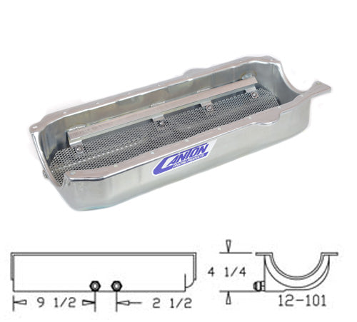 Canton 12-101 Oil Pan Small Block Chevy Pre-85 Shallow Dry Sump Right Hand Exits