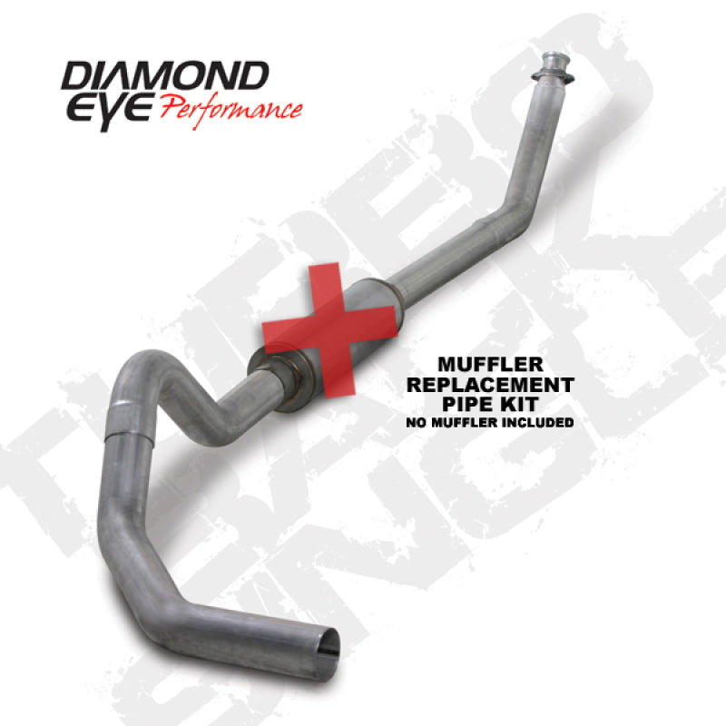 Diamond Eye KIT 4in Turbo Back MFLR RPLCMENT PIPE SGL AL: 98.5 - 02 DODGE CUMMINS 5.9L