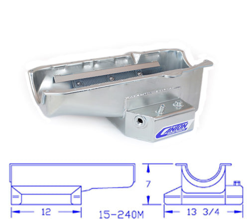 Canton 15-240M Oil Pan Small Block Chevy Corvette Road Race Pan RH Dipstick