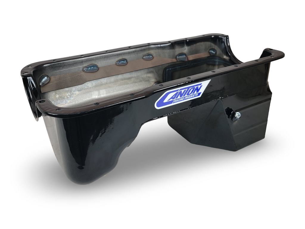 Canton 16-670 Oil Pan 351W Ford 66-77 Bronco Rear Sump Oil Pan Black Powder Coat