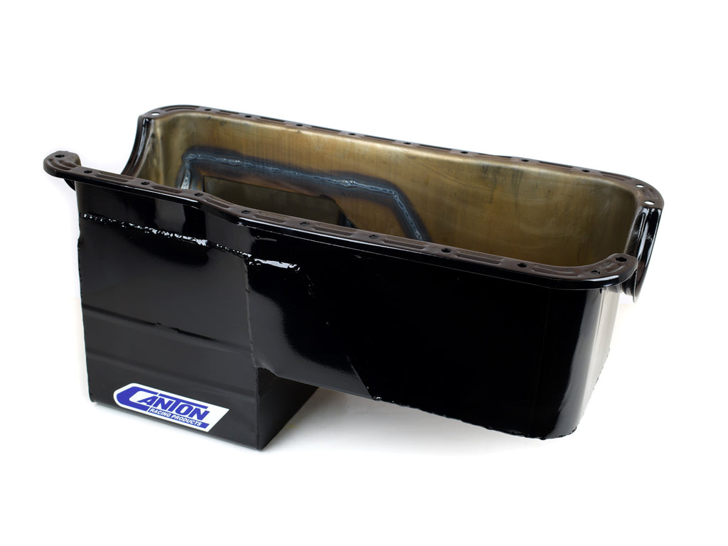 Canton 16-674 Oil Pan 351W Ford Rear Sump 4X4 Truck Oil Pan Black Powder Coat