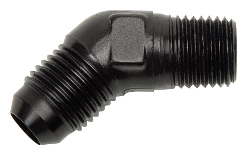 6AN M to 3/8 M Pipe Adpt 45Deg Elbow Black