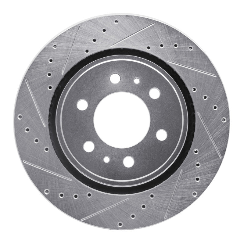 R1 07-21 Ford Expedition Front Left Drilled & Slotted Silver Brake Rotor