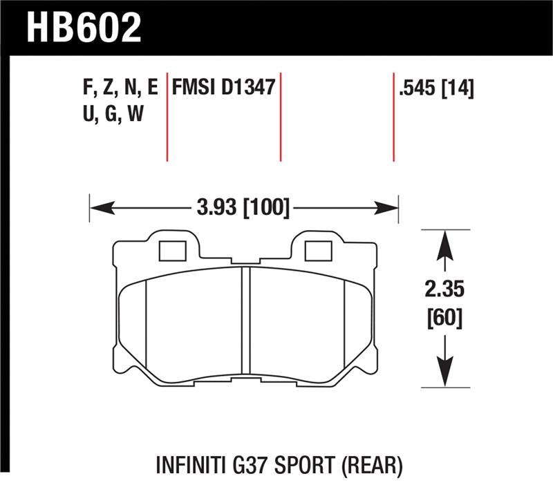 Hawk 10-11 Infiniti FX50 / 09-10 G37 / 09-10 Nissan 370Z DTC-70 Race Rear Brake Pads