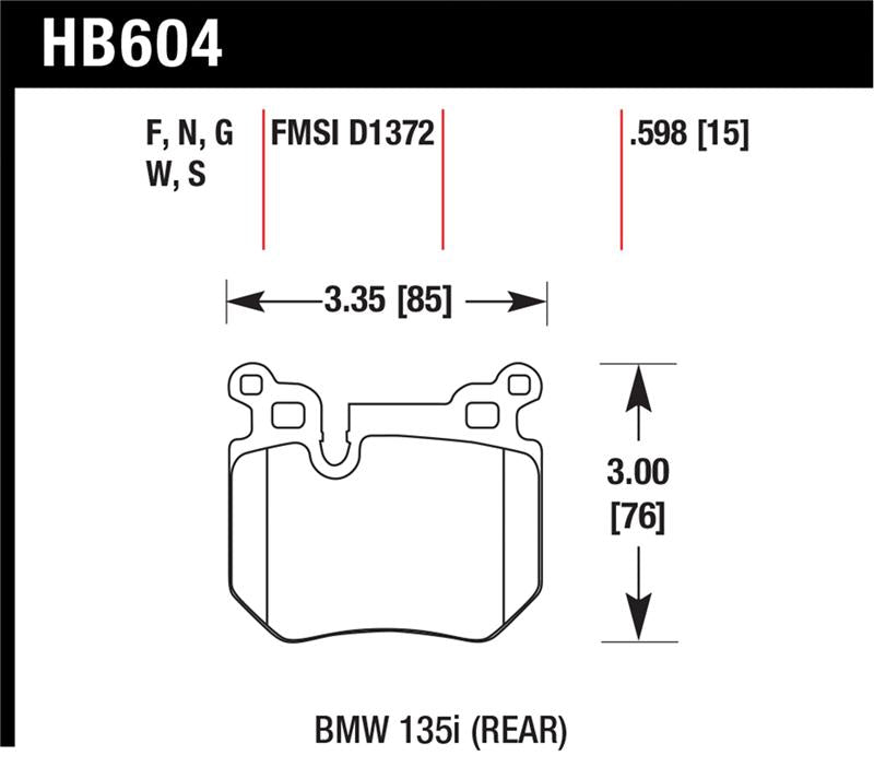Hawk BMW 135i HPS Street Rear Brake Pads