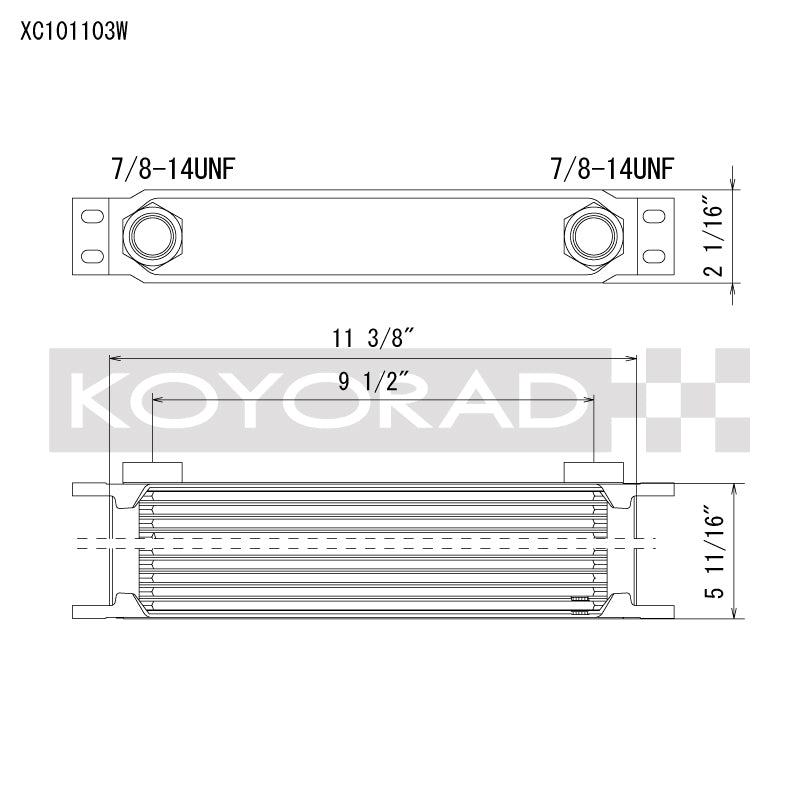 Koyo 10 Row Oil Cooler 11.25in x 3in x 2in (AN-10 ORB provisions)