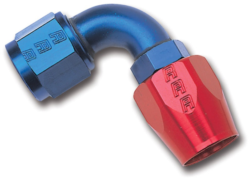 16AN 90Deg Hose End Blue/Red