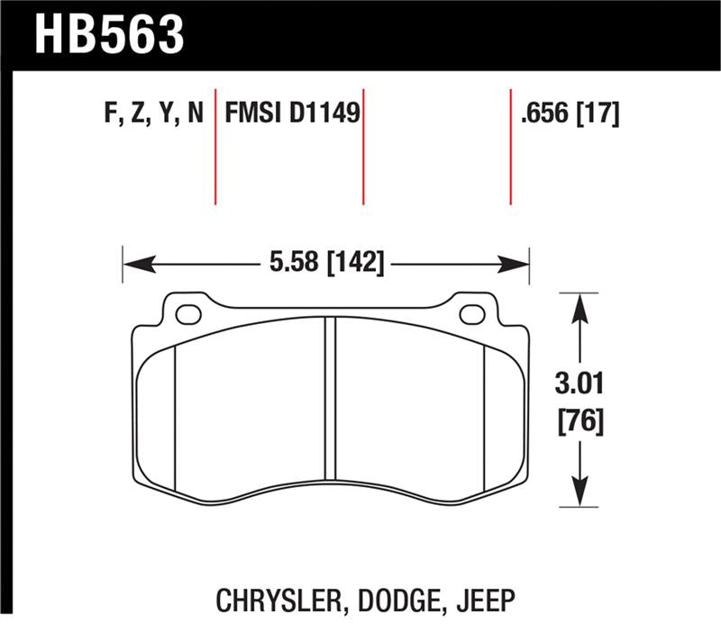 Hawk 2005-2014 Chrysler 300 C SRT8 6.1 HPS 5.0 Front Brake Pads
