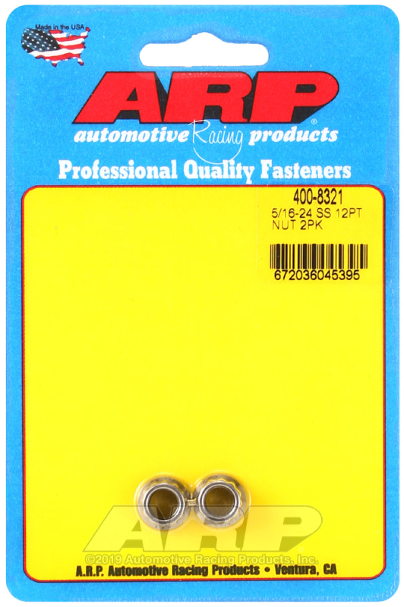 12pt SS Nut 5/16-24 2pk
