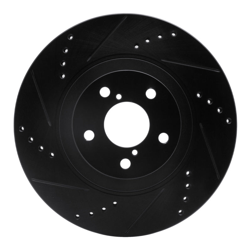 R1 04-25 Scion FR-S Front Left Drilled & Slotted Black Brake Rotor