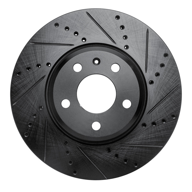 R1 08-25 Audi A4 Quattro Front Right Drilled & Slotted Black Brake Rotor