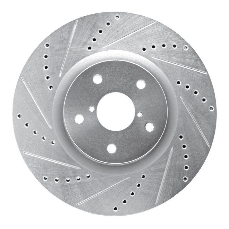 R1 05-20 Subaru Impreza Front Left Drilled & Slotted Silver Brake Rotor