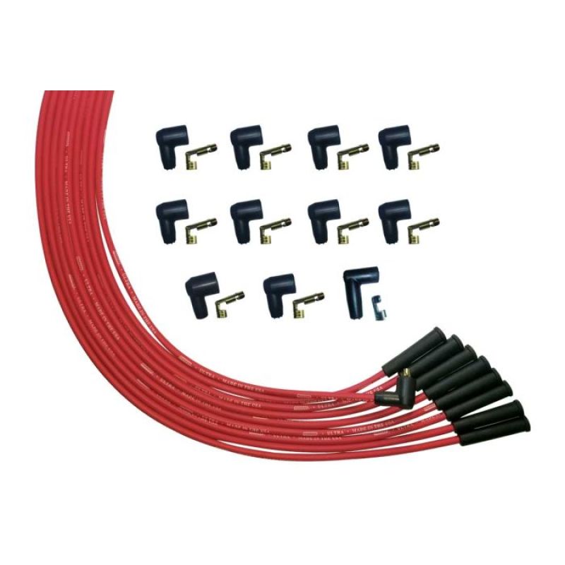 Moroso V8 Universal Str Plug Ends Non- HEI Ultra Spark Plug Wire Set - Red