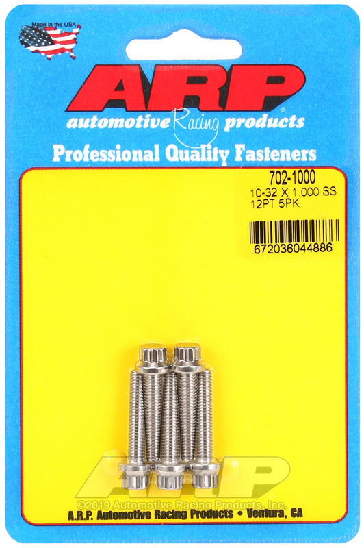 S/S Bolt Kit -12pt (5pk) 10-32 x 1.000