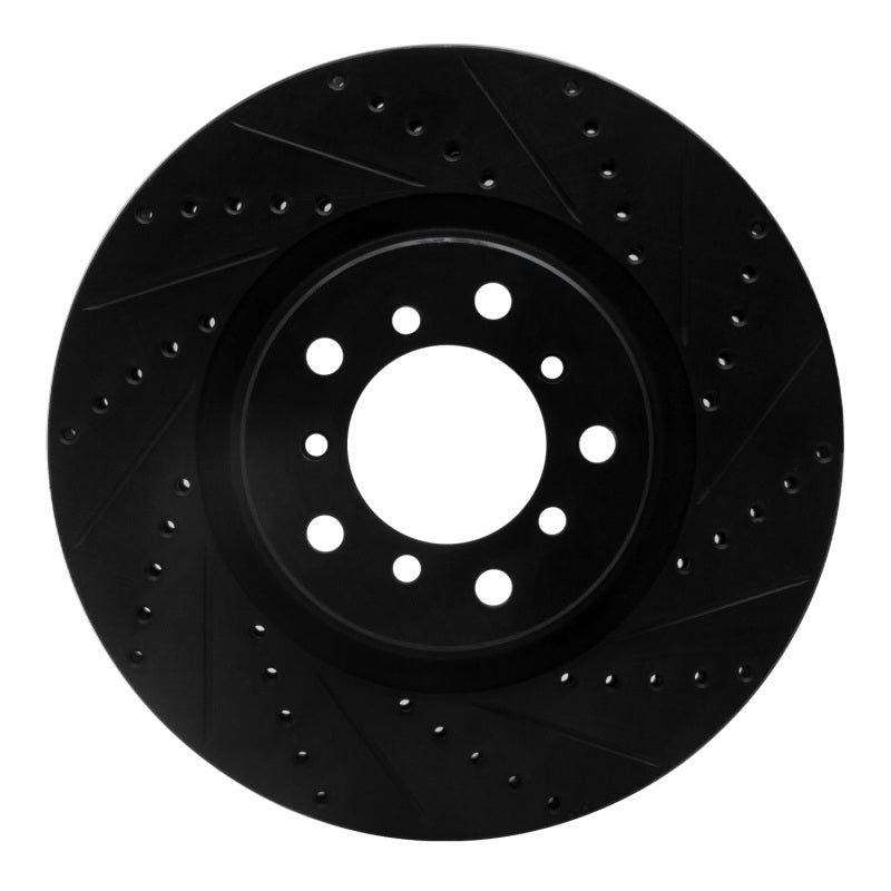 R1 01-06 BMW M3 Left Front Drilled & Slotted Black Brake Rotor