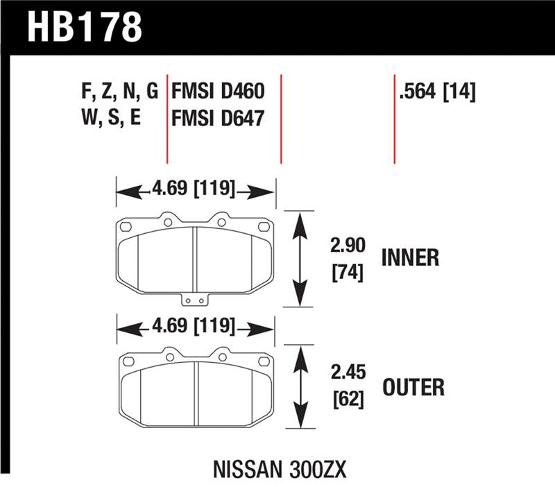 Hawk 06-07 WRX / 89-96 Nissan 300ZX / 89-93 Skyline GT-R HP+ Street Front Brake Pads