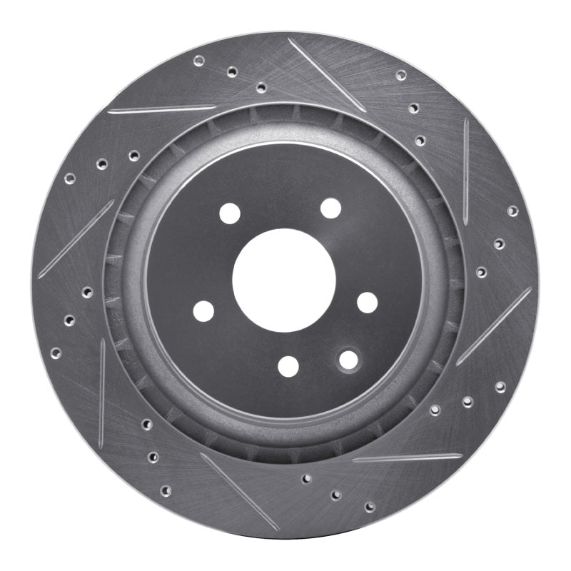 R1 09-20 Nissan 370Z Rear Right Drilled & Slotted Silver Brake Rotor