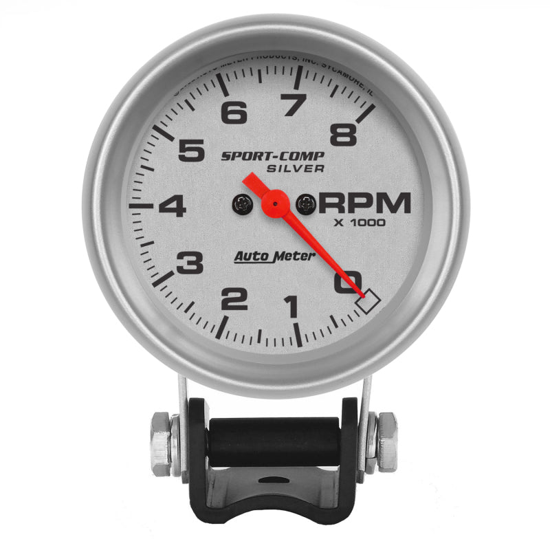 Sport Comp 2 5/8in Silver Tach 8000 RPM