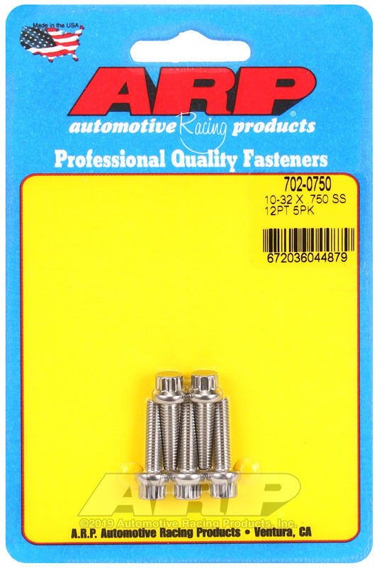 S/S Bolt Kit -12pt (5pk) 10-32 x .750