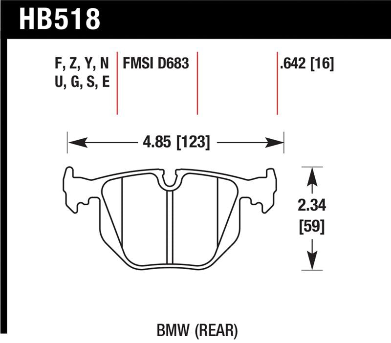 Hawk BMW 3/5/7Series/M3/M5/X3/X5/Z4/Z8 / Land Rover Range Rover DTC-60 Race Rear Brake Pads
