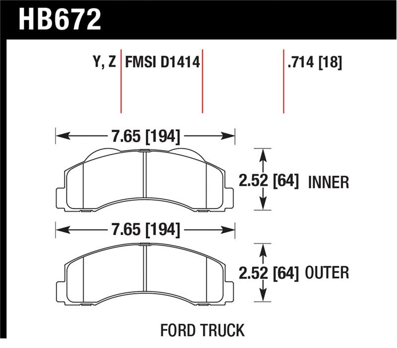 Hawk 10-11 Ford Expedition/F-150 SVT Raptor / 10-11 F-150 Performance Ceramic Front Street Brake Pad