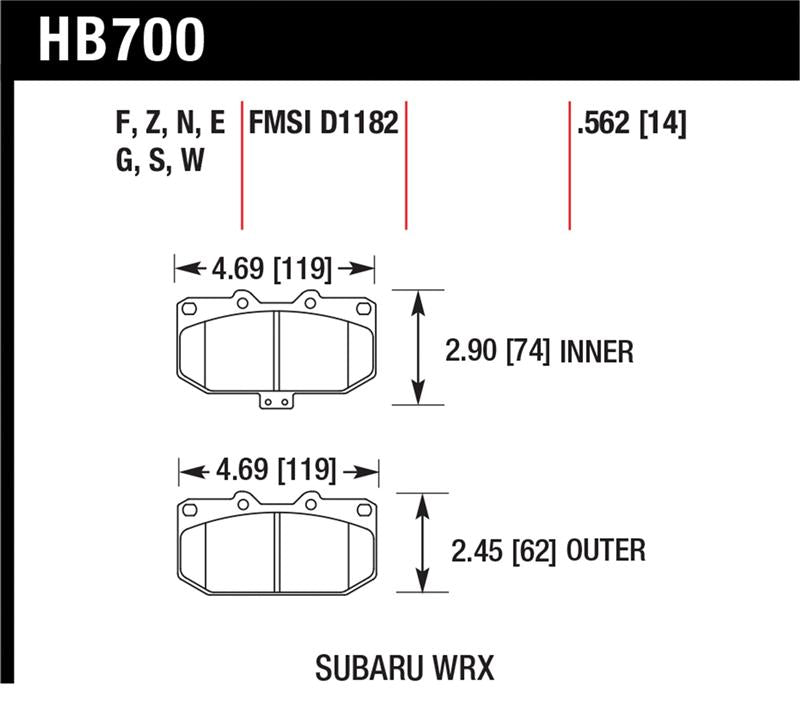 Hawk 06-07 Subaru WRX Performance Ceramic Front Brake Pads