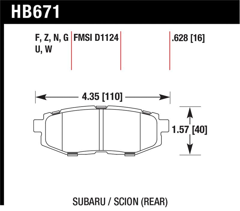 Hawk 13 Scion FR-S / 13 Subaru BRZ/10-12 Legacy 2.5 GT/3.6R HP Plus Street Rear Brake Pads