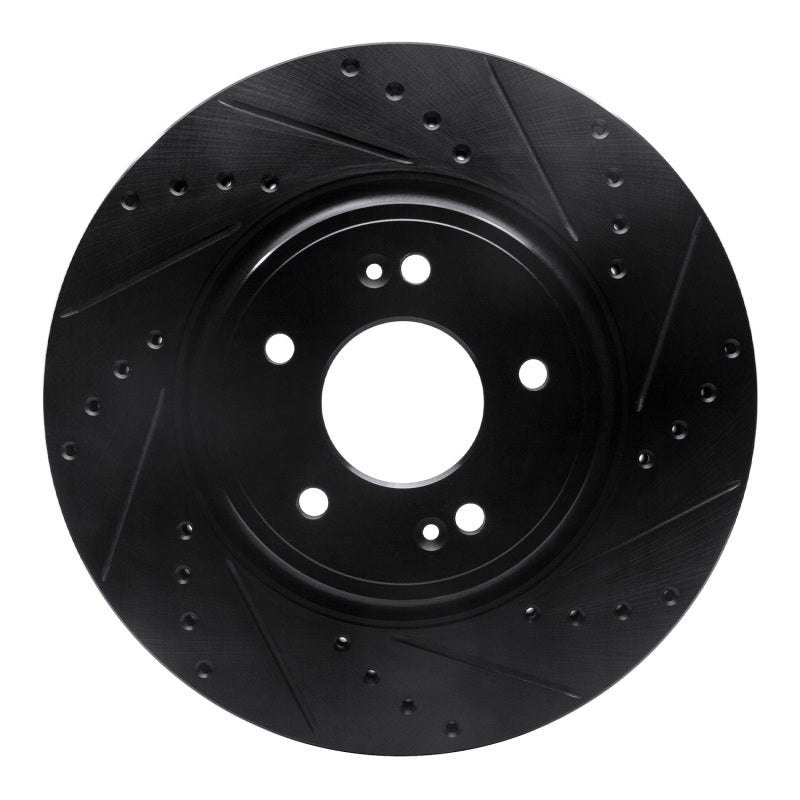 R1 18-23 Genesis G70 Front Right Drilled & Slotted Black Brake Rotor