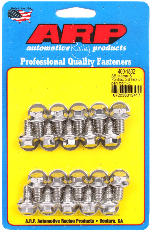 Oil Pan Bolt Kit 6pt SS SBM & Pontiac V8