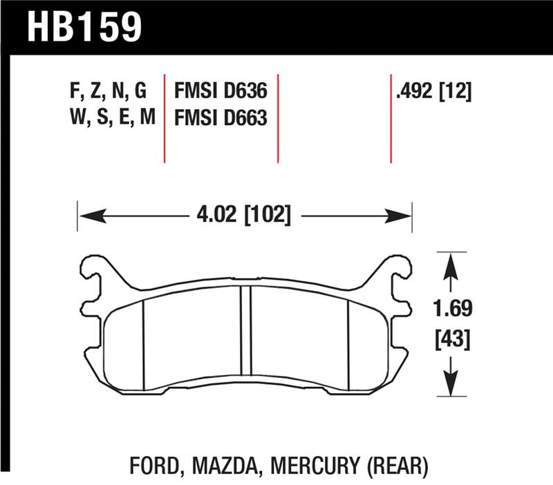 Hawk 2002-2004 Chevrolet Venture (FWD) HPS 5.0 Rear Brake Pads