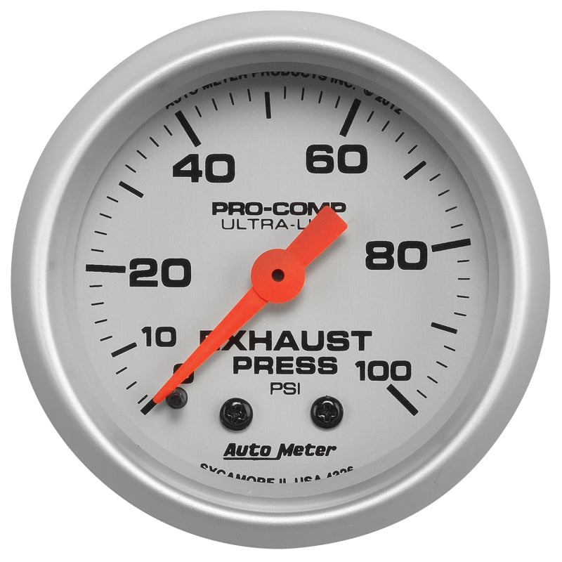 Exhaust Pressure Gauge 0-100psi Ultra-Lite