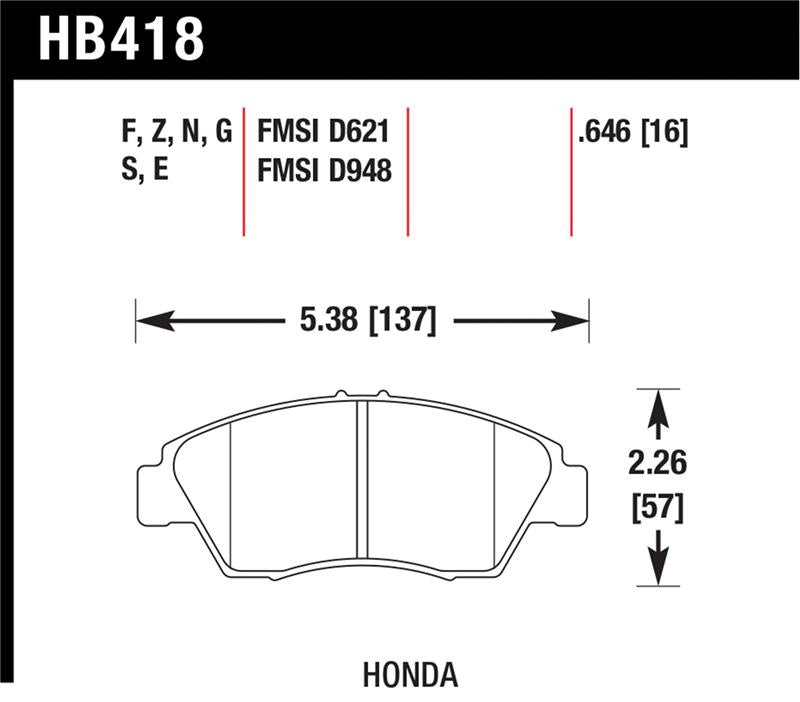 Hawk 2013-2014 Acura ILX (Hybrid) HPS 5.0 Front Brake Pads