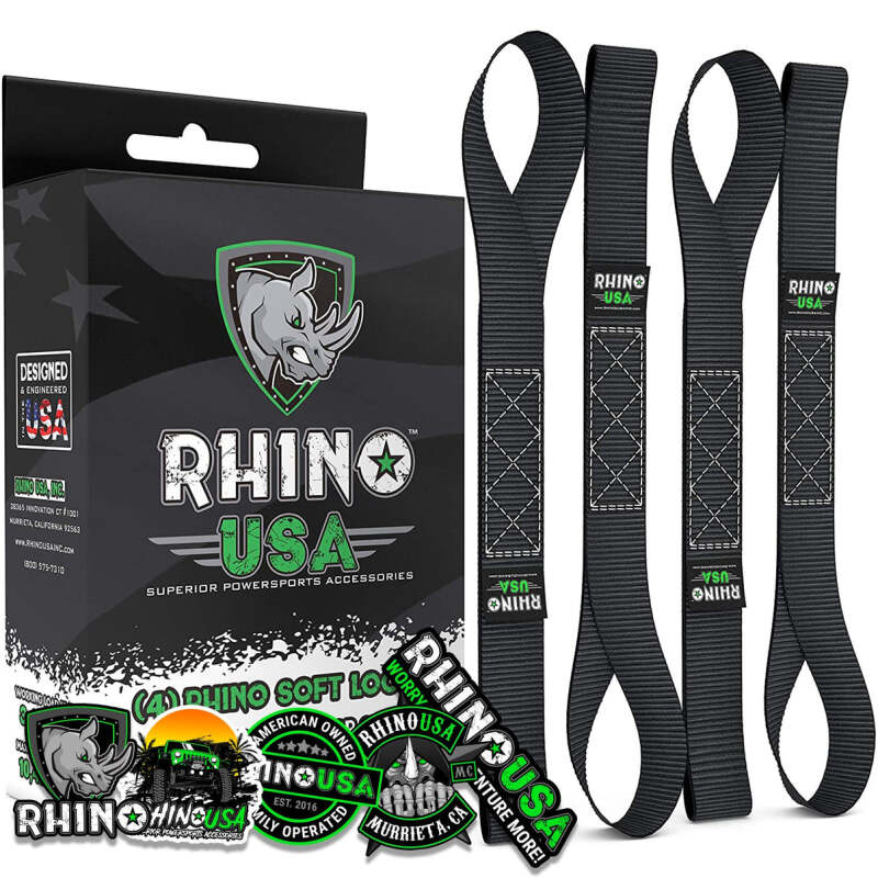 Rhino USA Soft Loops Motorcycle Tie-Down Set 4-Pack Black