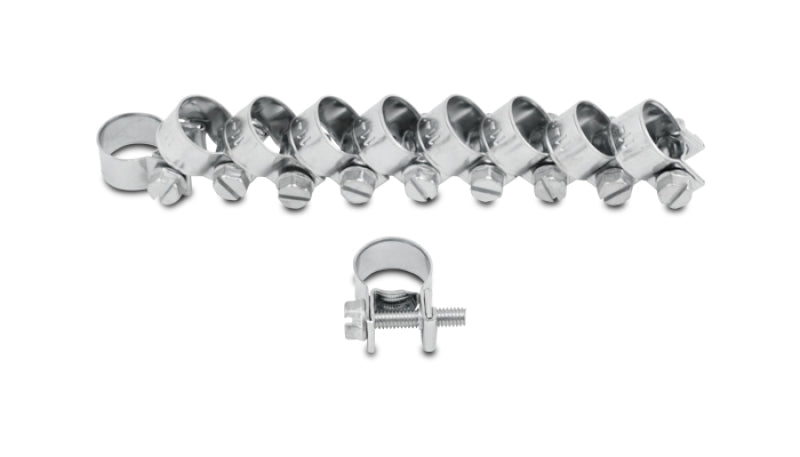 Vibrant Inj Style Mini Hose Clamps 8-10mm clamping range Pack of 10 Zinc Plated Mild Steel