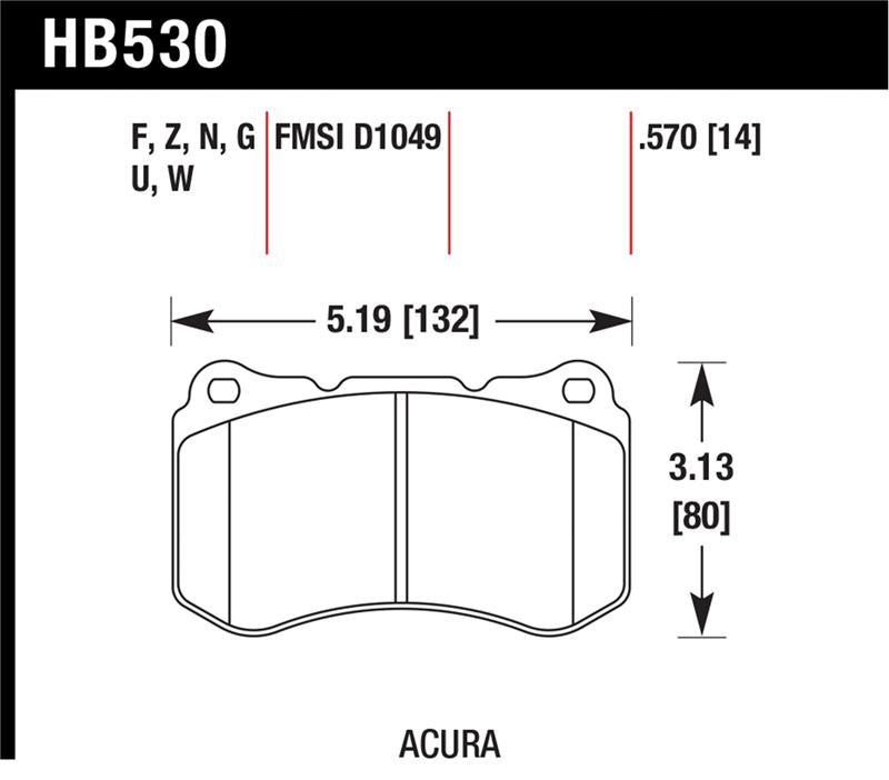 Hawk 07-08 Acura TL Type S DTC-60 Race Front Brake Pads