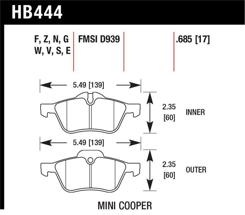 Hawk 02-06 Mini Cooper / Cooper S HPS Street Front Brake Pads
