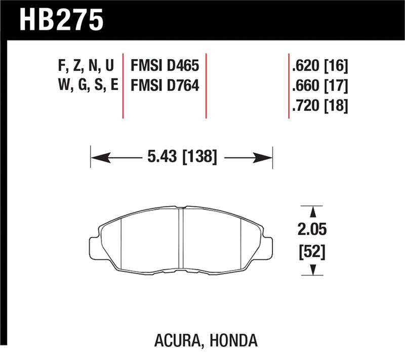 Hawk 1997-1997 Acura CL 2.2 HPS 5.0 Front Brake Pads