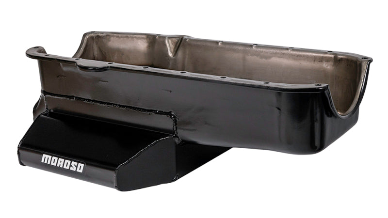 Moroso Pre-80 Chevrolet SBC (w/2 Pc Seal & Low Clearance) Wet Sump 7qt 7in Steel Oil Pan - Black