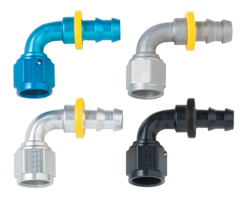 Hose Fitting #4 90 Deg Push Lock Black