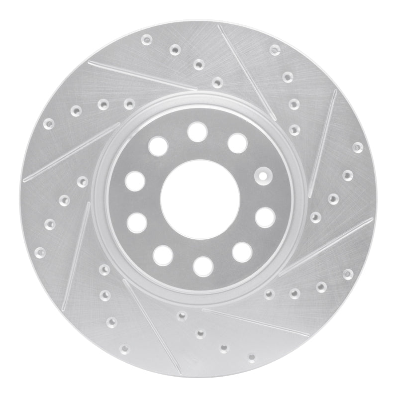 R1 05-25 Audi A3 Quattro Front Right Drilled & Slotted Silver Brake Rotor