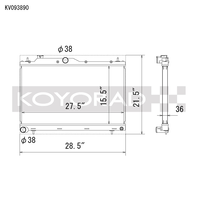 Koyo 22-25 Subaru WRX All Aluminum Performance Radiator
