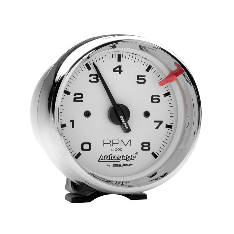3-3/4in White Face Tach- Chrome Cup
