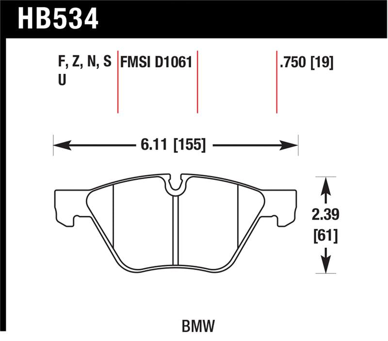 Hawk 08-12 BMW 128i /06 325i/325Xi /07 328i/328Xi /06 330i/330Xi Front HT-10 Race Brake Pads