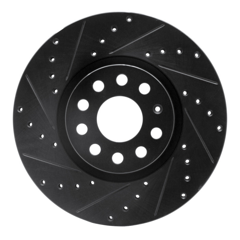 R1 2005-2025 Audi A3 Sportback E-Tron Front Left Drilled & Slotted Black Brake Rotor